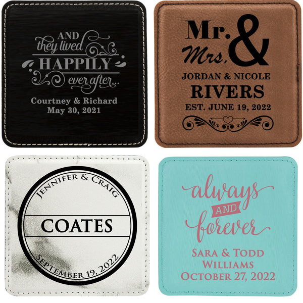 Square Leather Coasters with Custom Logo