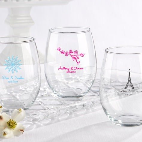 Custom Wedding Stemless Small Wine Glasses 49 Designs to Choose From Useful  Wedding Favor Guest Favor Wedding Bar Vineyard Wedding 