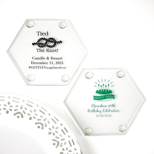 Stylish Glass Coasters Forever Wedding Favors