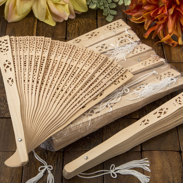 Intricately Carved Sandalwood Fan Favors