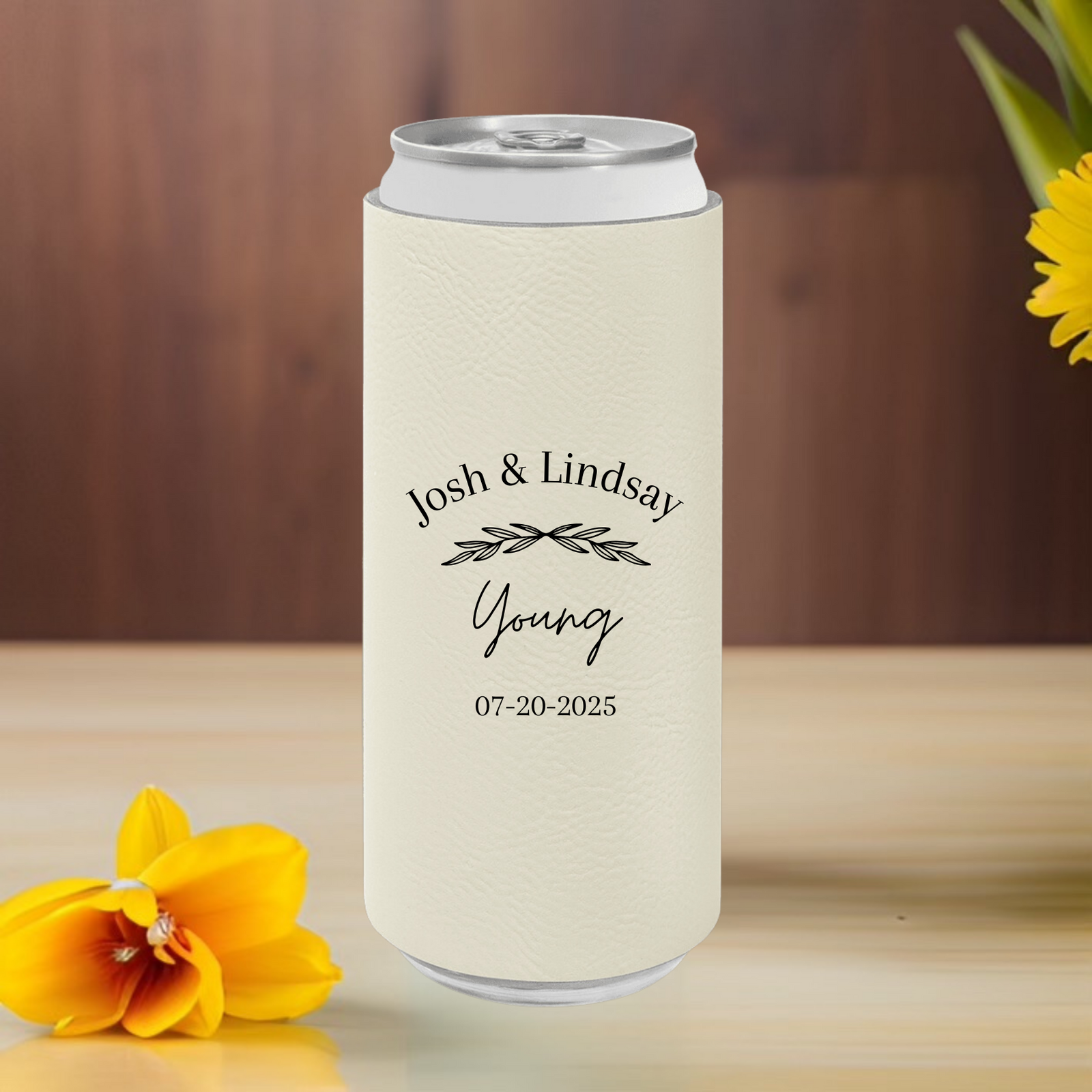 Customized Initial and Last Names with Wedding Date Wedding Can Coolers, Wedding Favors, Beverage top Insulators, Beer Holder