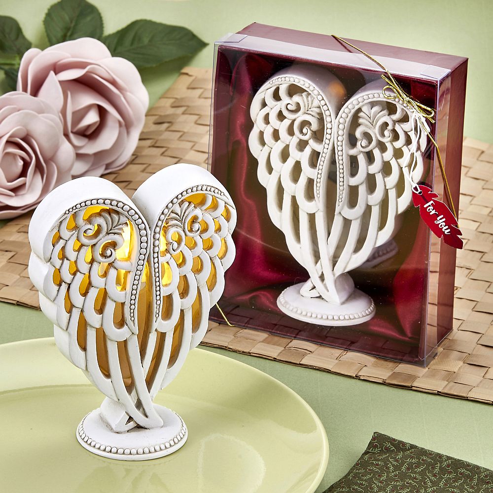 Angel Wings Memorial Ornament with Display Stand - Memorial Table