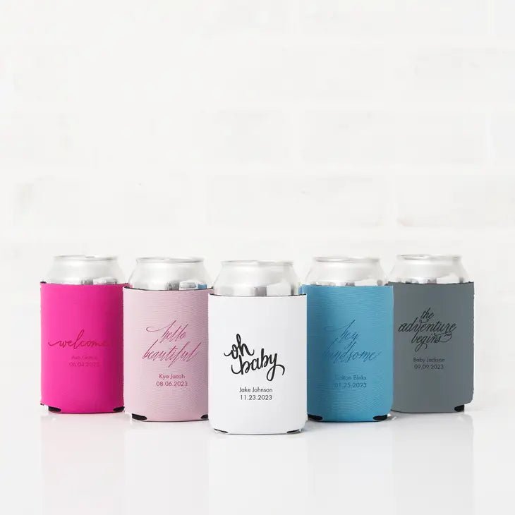 Baby Shower Neoprene Foam Beer Can Drink Holder - Forever Wedding Favors