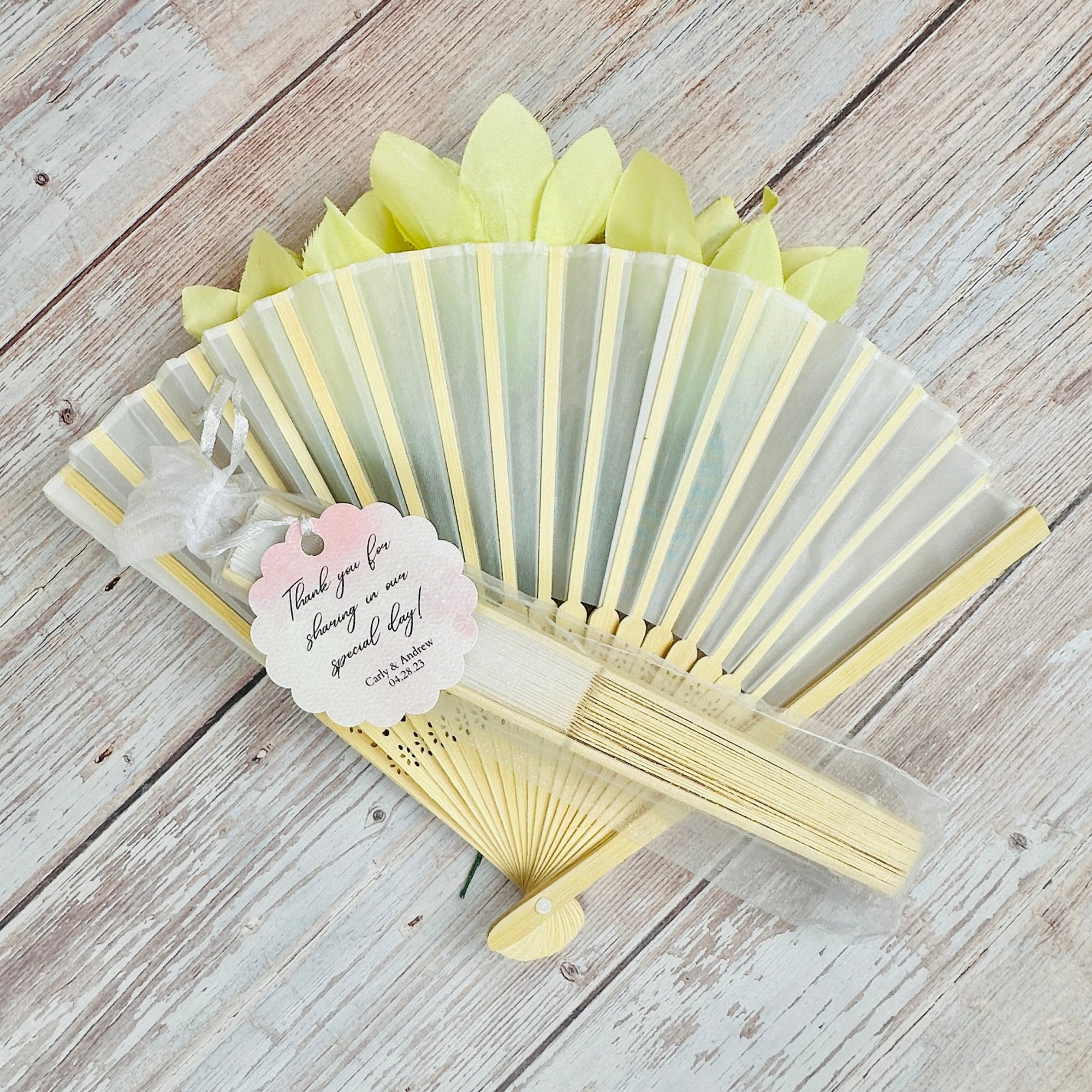  Fulmoon 100 Set Thank You Hand Fans for Wedding Guests