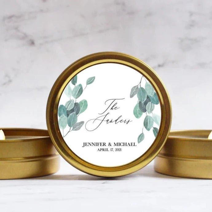 Floral Candle Tin Favors - Rose Gold - Forever Wedding Favors