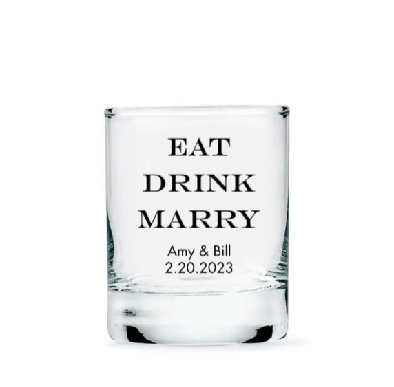 Personalized Mini Mason Jar Shot Glass Wedding Favor - Forever