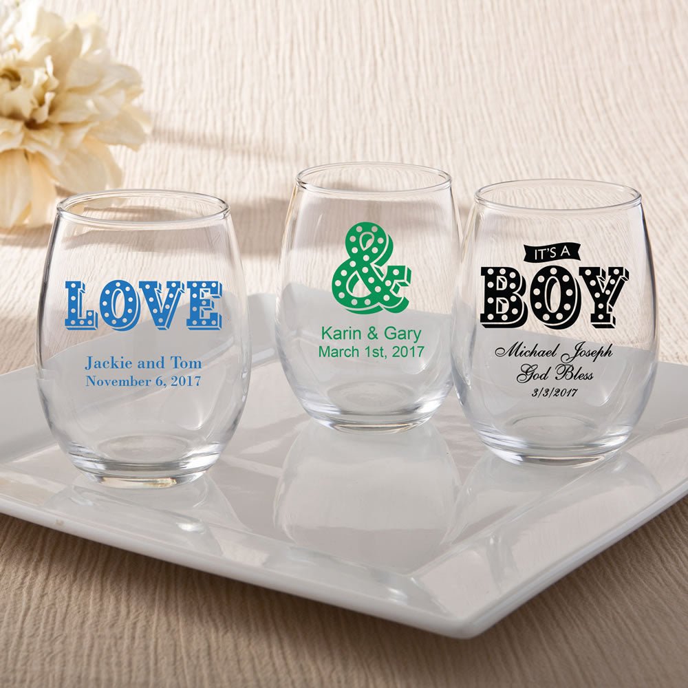 Cute Fox Etched Stemless Wine Glasses Free Personalization