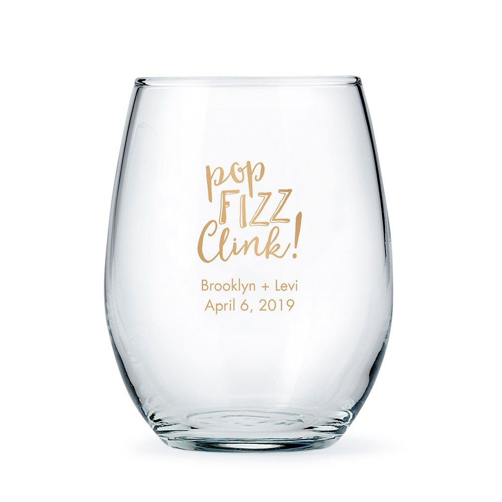 Stemless Wine Glass Favors - Personalized Glasses - Large