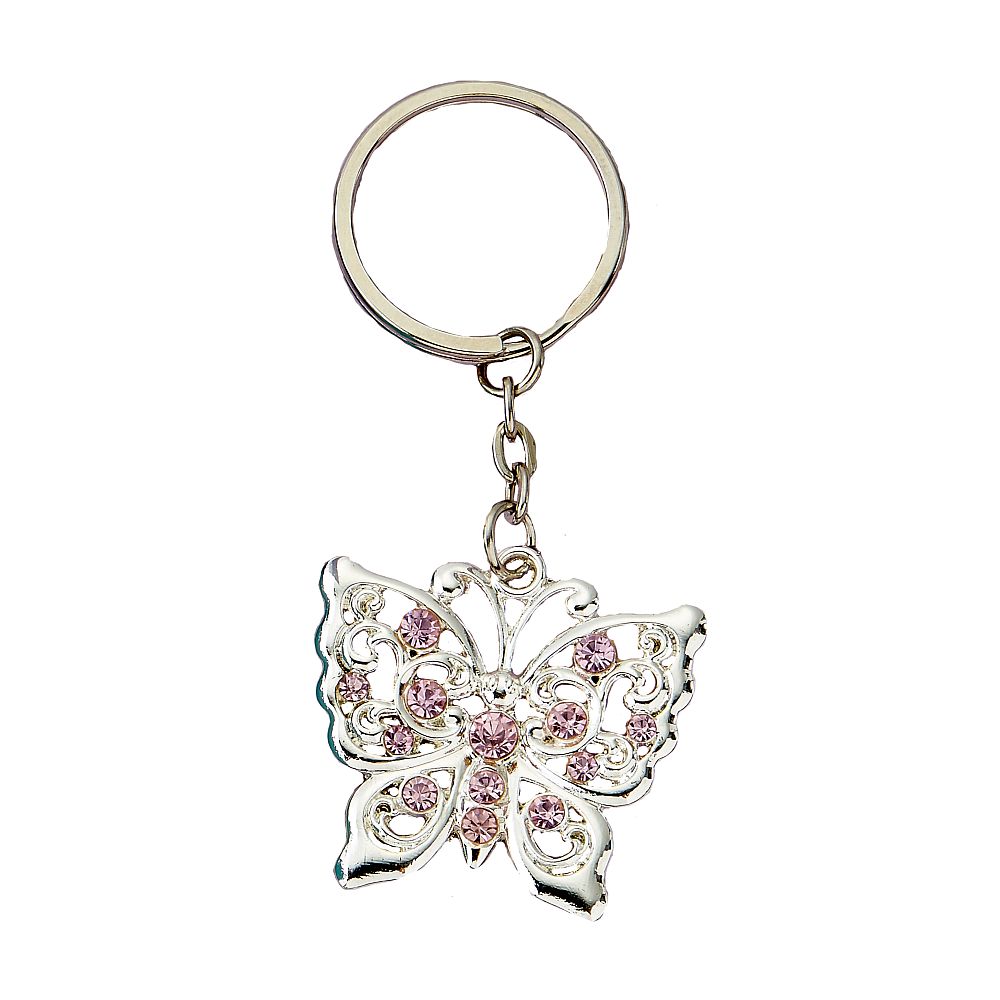 Rose Gold Tone Cute Butterfly Bag Charm Keychain Car Key Chain